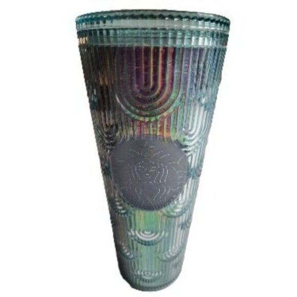 Starbucks Iridescent Geometric Tumbler 24 Oz Cold Cup With Lid BPA-Free Plastic - Picture 1 of 7